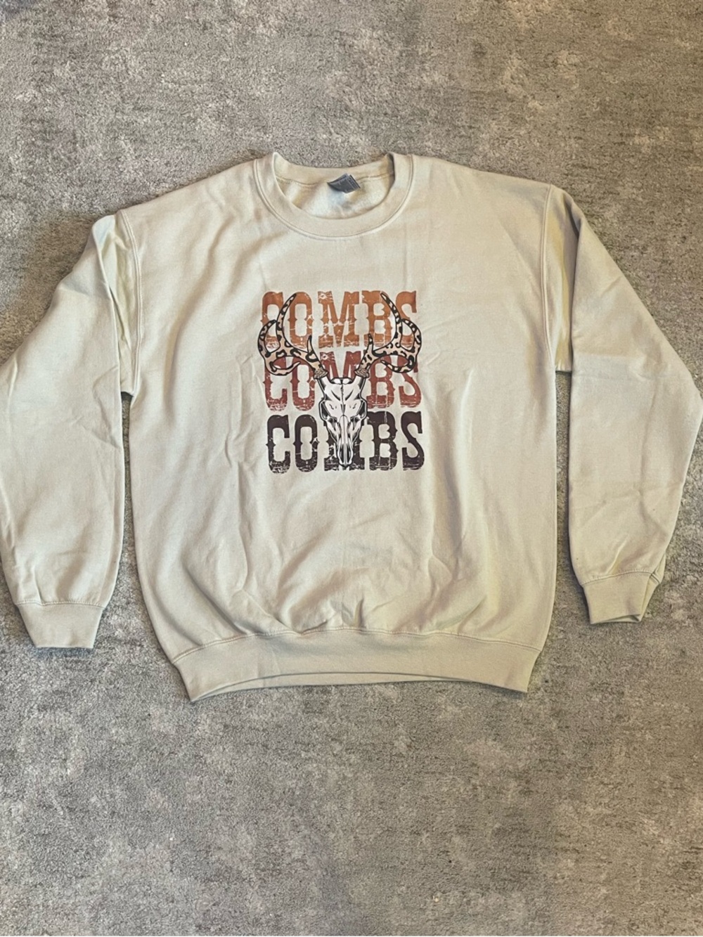 Gildan Cream Crewneck Sweatshirt with Luke Combs Front and Back Graphic